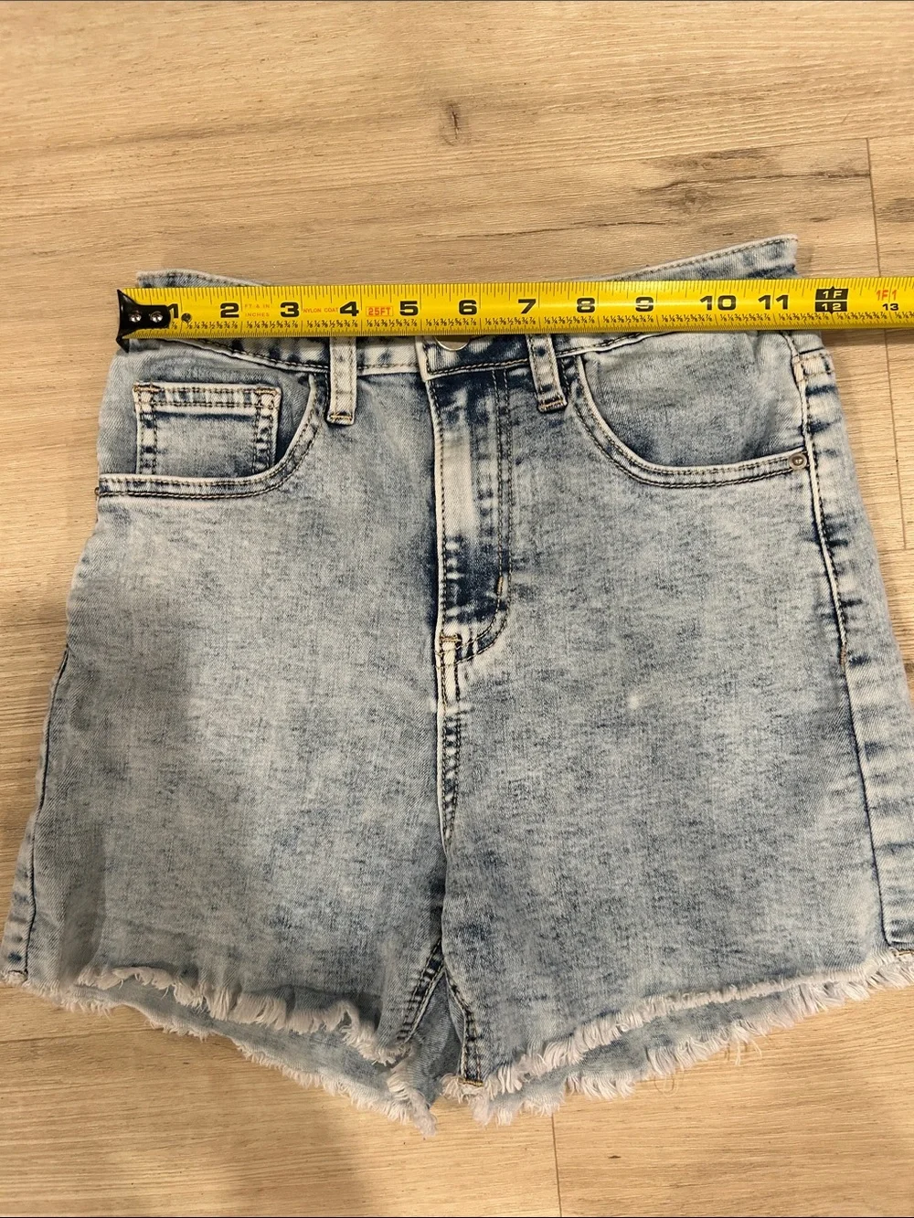 SHEIN Light Blue High-Rise Frayed Denim Shorts Size XS